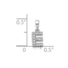 14K  White Gold Diamond Letter E Initial with Bail Pendant