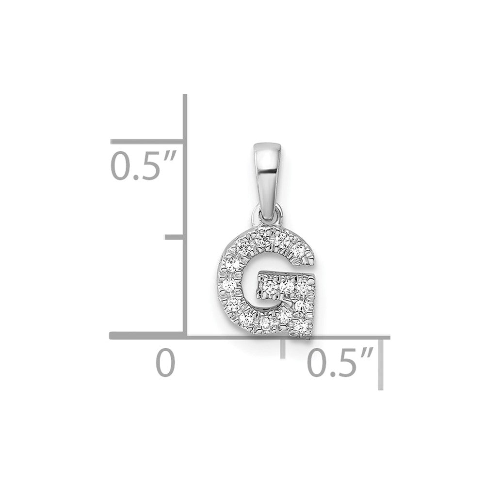 14K  White Gold Diamond Letter G Initial with Bail Pendant