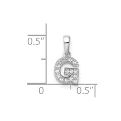 14K  White Gold Diamond Letter G Initial with Bail Pendant