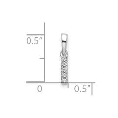 14K  White Gold Diamond Letter I Initial with Bail Pendant