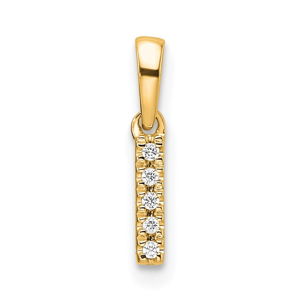 14K  Diamond Letter I Initial with Bail Pendant