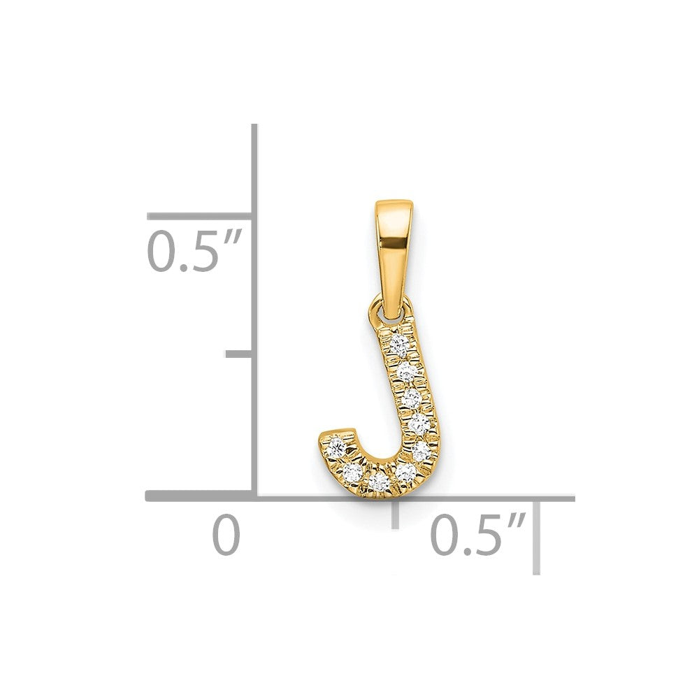 14K  Diamond Letter J Initial with Bail Pendant