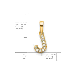 14K  Diamond Letter J Initial with Bail Pendant