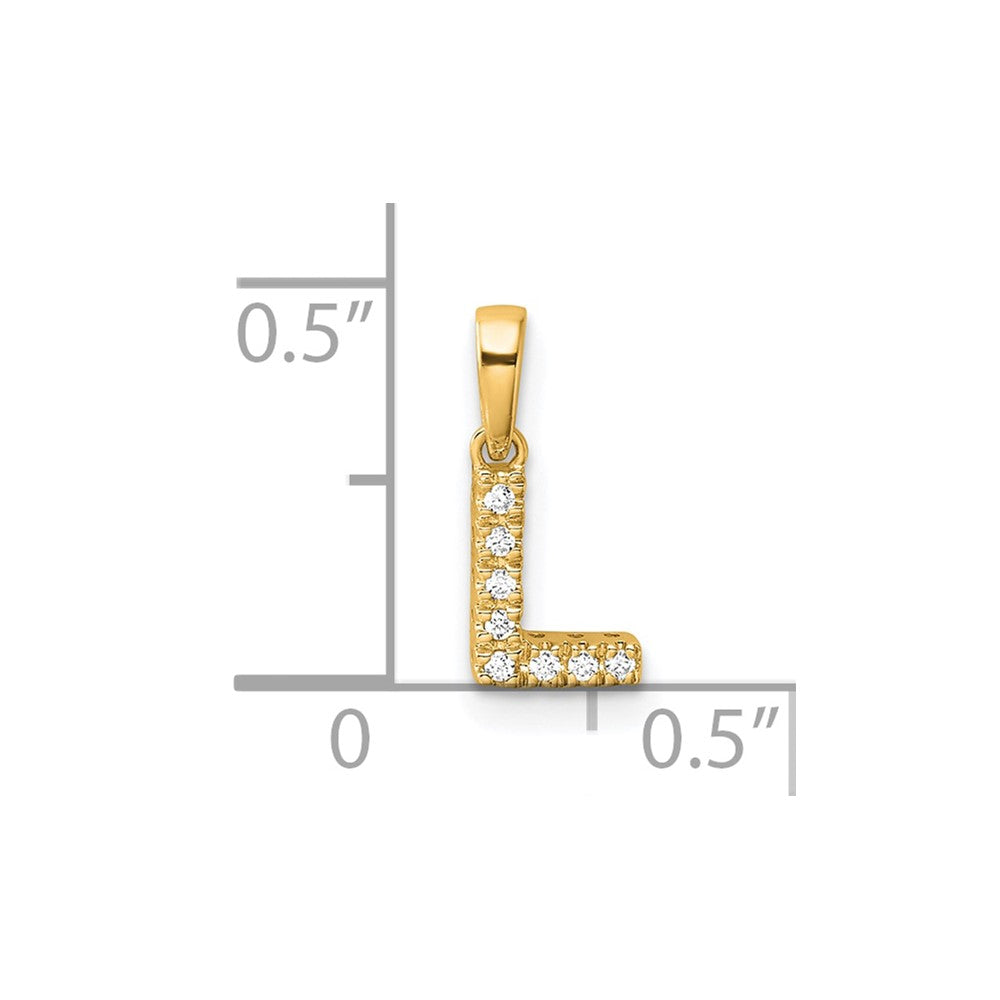 14K  Diamond Letter L Initial with Bail Pendant