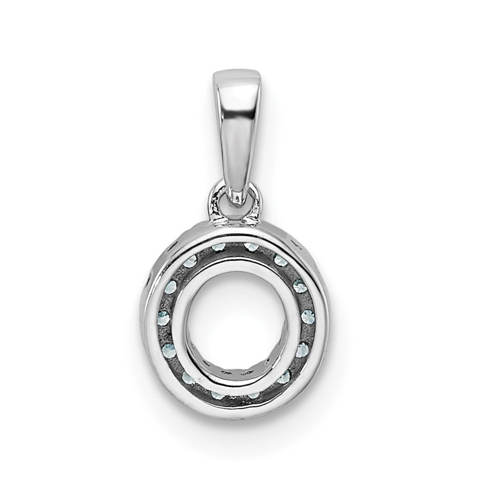 14K  White Gold Diamond Letter O Initial with Bail Pendant