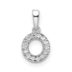 14K  White Gold Diamond Letter O Initial with Bail Pendant