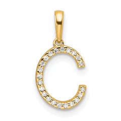14K Diamond Letter C Initial Pendant