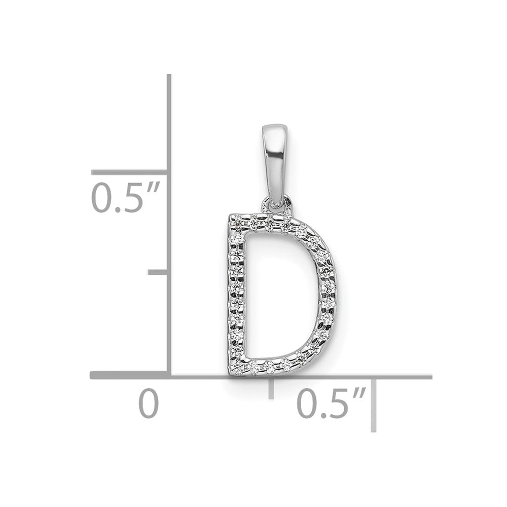 14K White Gold Diamond Letter D Initial Pendant - 4