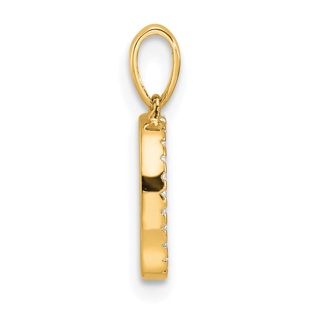 14K Diamond Letter D Initial Pendant - 3