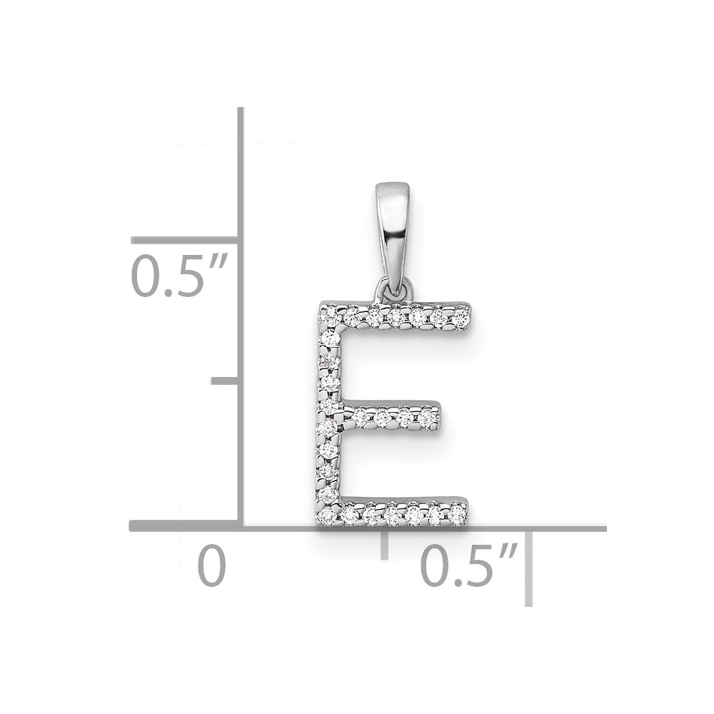 14K White Gold Diamond Letter E Initial Pendant - 4