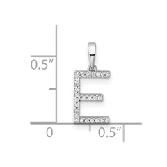 14K White Gold Diamond Letter E Initial Pendant - 4