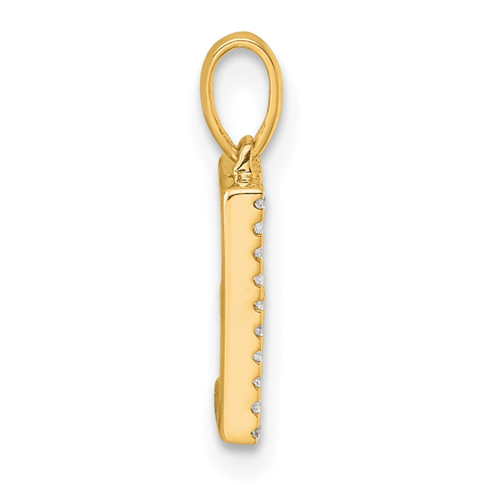 14K Diamond Letter E Initial Pendant - 2