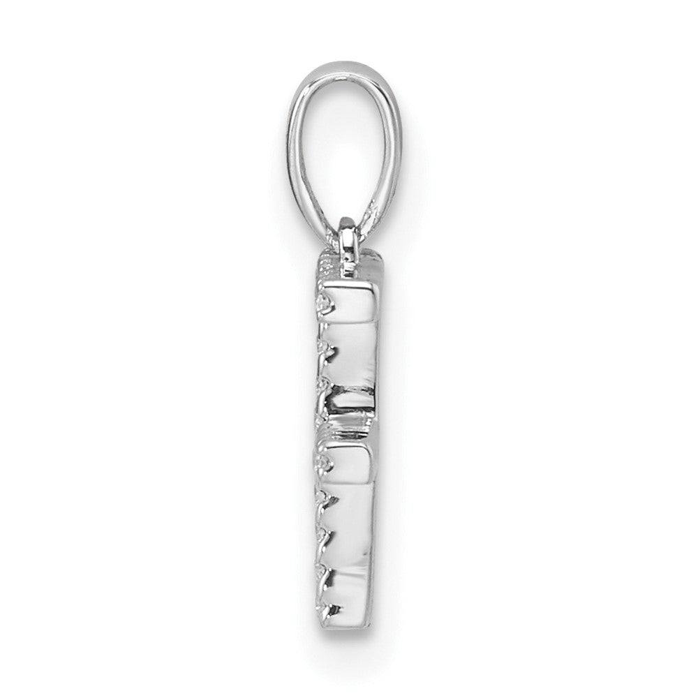 14K White Gold Diamond Letter F Initial Pendant - 5