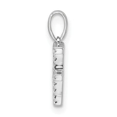 14K White Gold Diamond Letter F Initial Pendant - 5