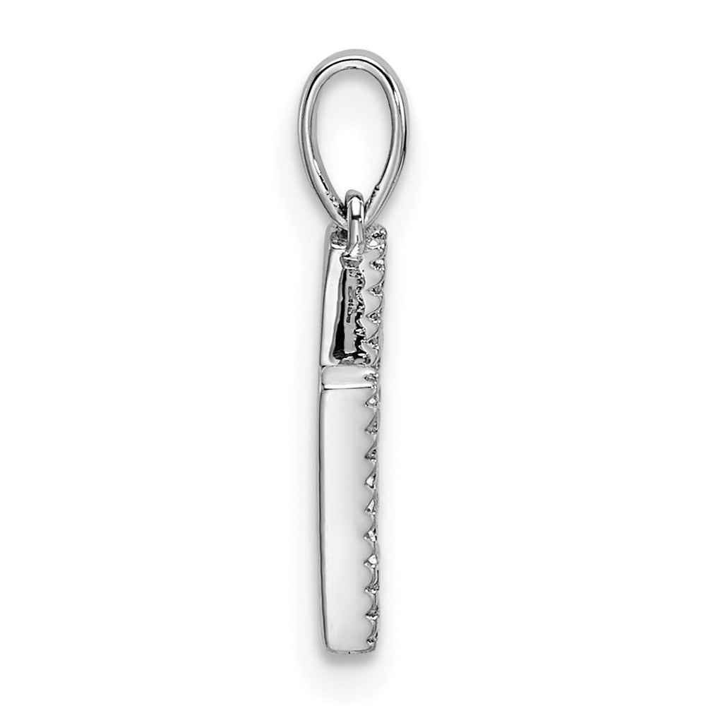 14K White Gold Diamond Letter H Initial Pendant - 4
