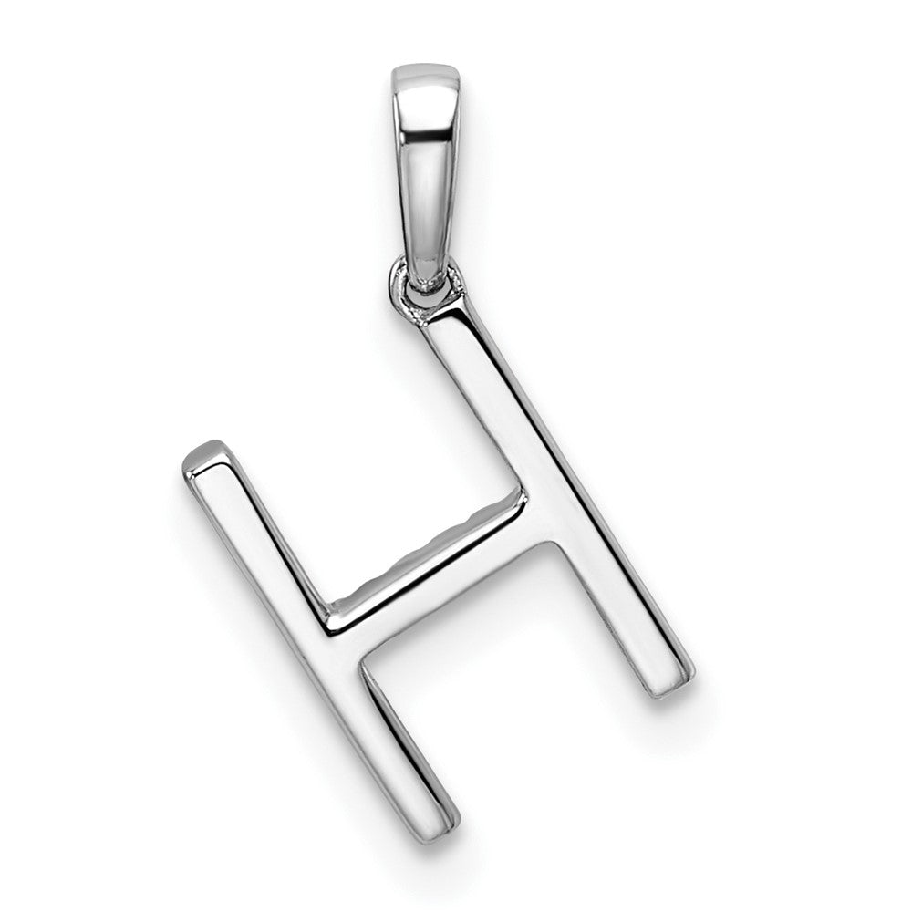 14K White Gold Diamond Letter H Initial Pendant - 4