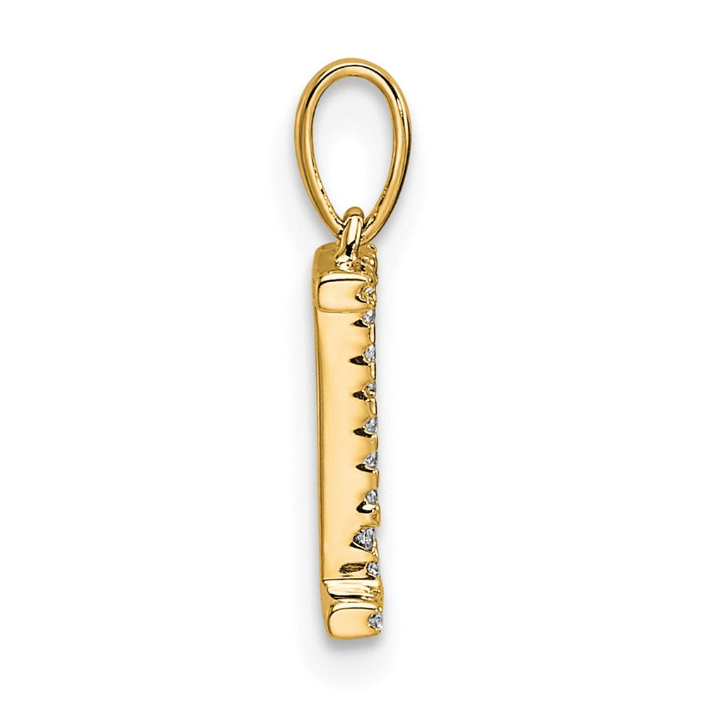 14K Diamond Letter I Initial Pendant - 2