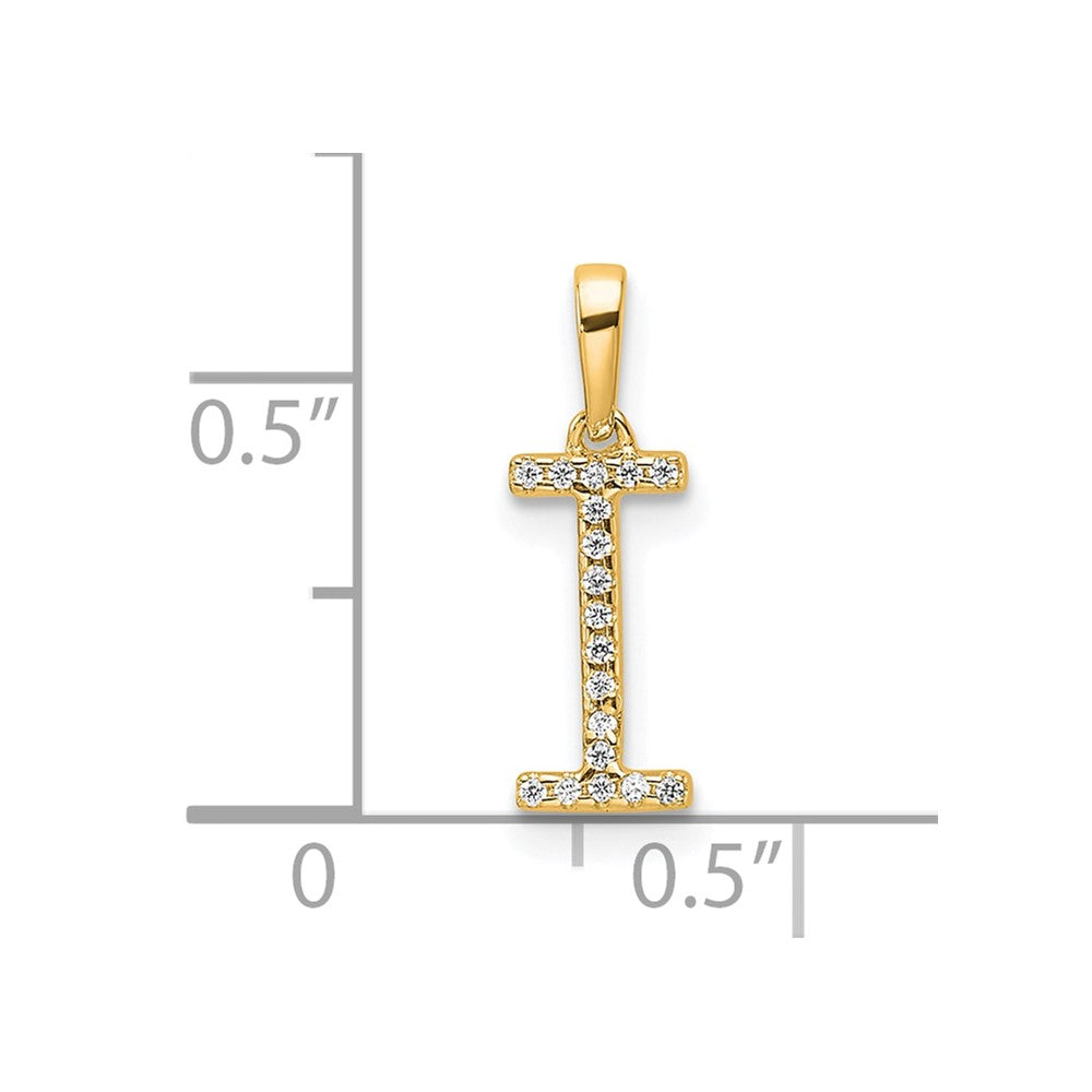 14K Diamond Letter I Initial Pendant - 2