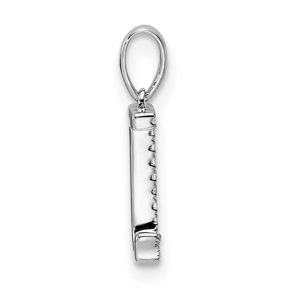 14K White Gold Diamond Letter J Initial Pendant - 5