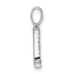 14K White Gold Diamond Letter J Initial Pendant - 5
