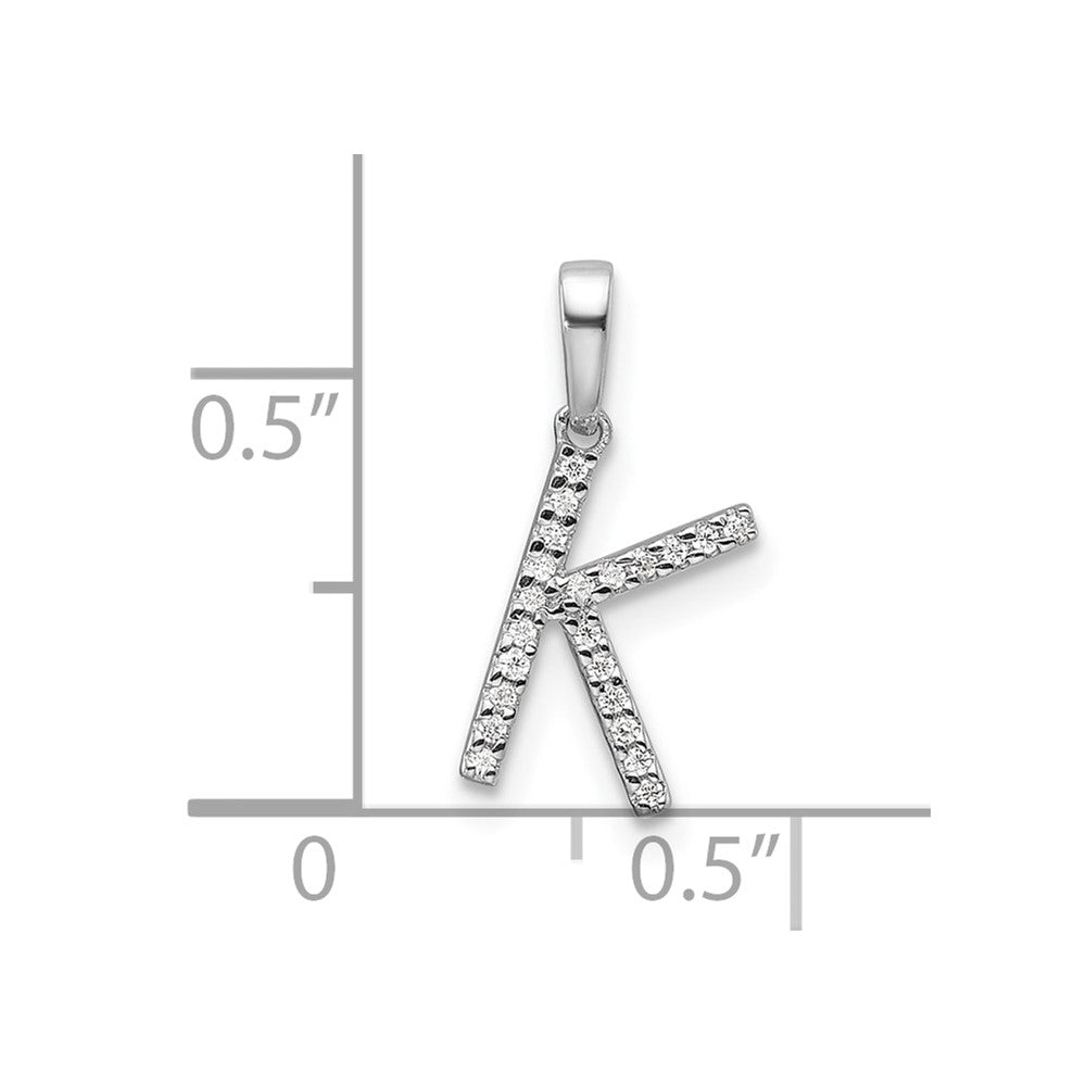 14K White Gold Diamond Letter K Initial Pendant - 3