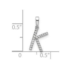 14K White Gold Diamond Letter K Initial Pendant - 3