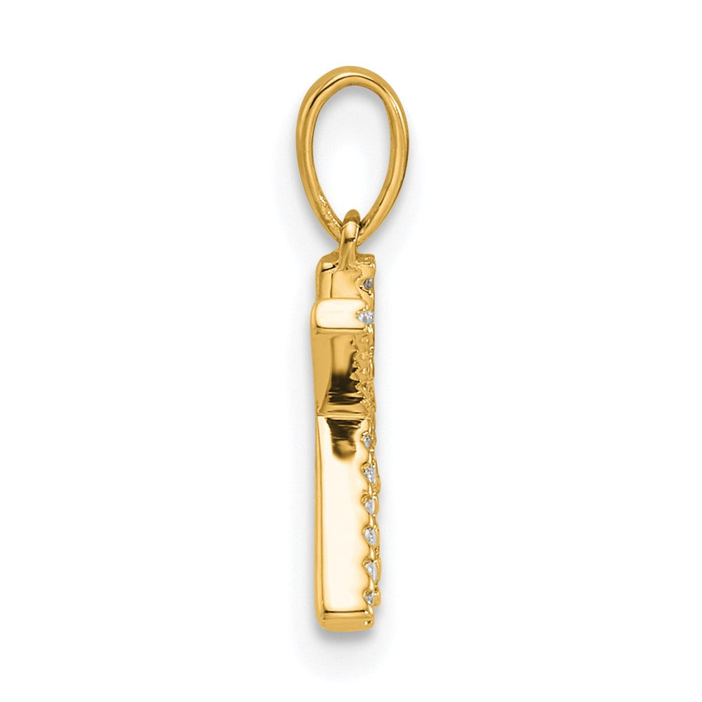 14K Diamond Letter K Initial Pendant - 2