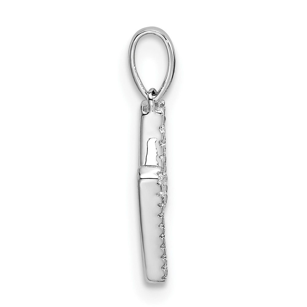 14K White Gold Diamond Letter M Initial Pendant - 5