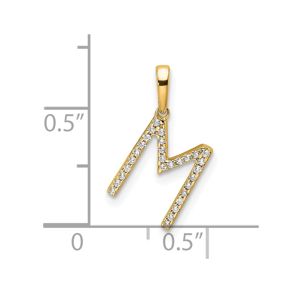 14K Diamond Letter M Initial Pendant - 2