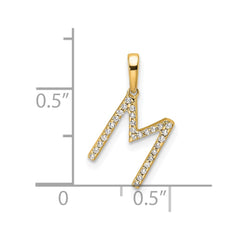 14K Diamond Letter M Initial Pendant - 2