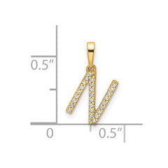 14K Diamond Letter N Initial Pendant - 2