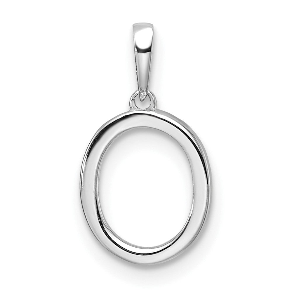 14K White Gold Diamond Letter O Initial Pendant