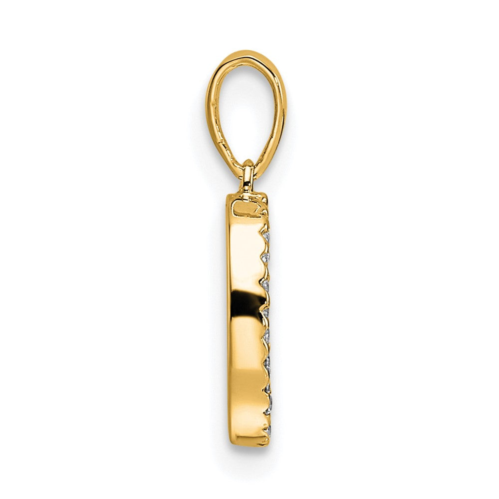14K Diamond Letter O Initial Pendant - 2