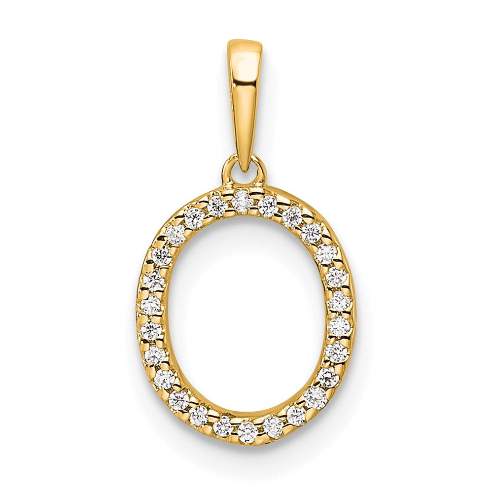 14K Diamond Letter O Initial Pendant - 2