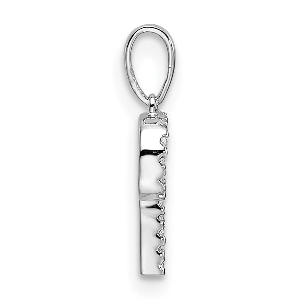14K White Gold Diamond Letter P Initial Pendant - 2