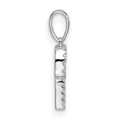 14K White Gold Diamond Letter P Initial Pendant - 2