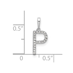 14K White Gold Diamond Letter P Initial Pendant - 2