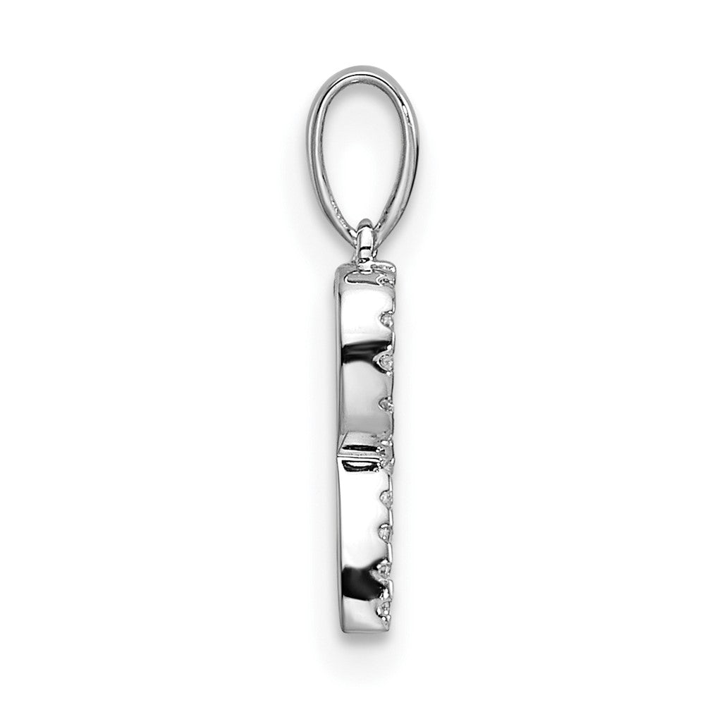 14K White Gold Diamond Letter R Initial Pendant - 3