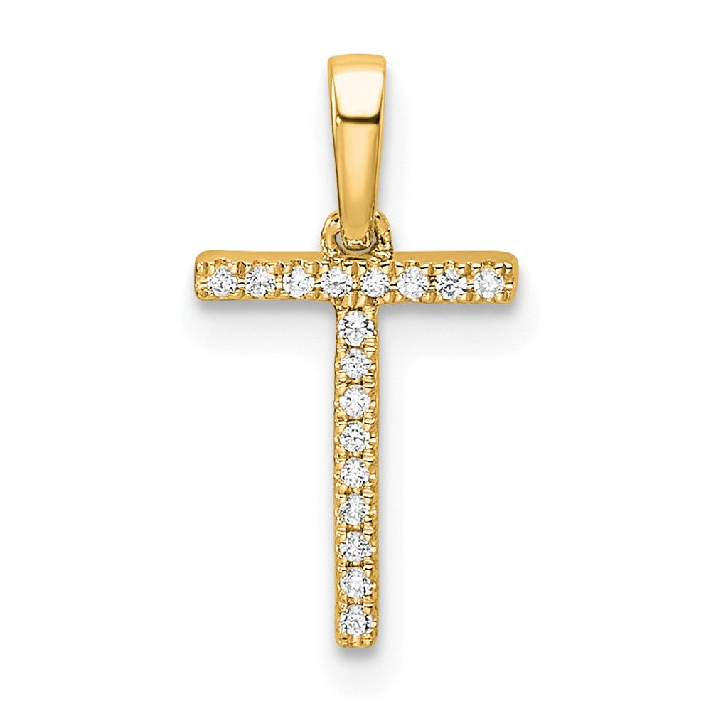 14K Diamond Letter T Initial Pendant - 2