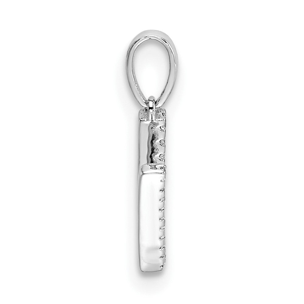 14K White Gold Diamond Letter V Initial Pendant - 5