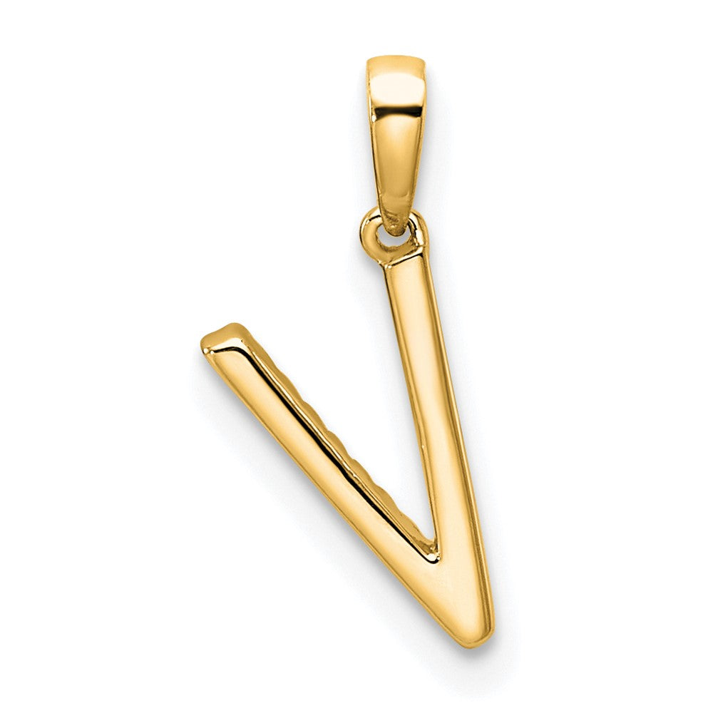 14K Diamond Letter V Initial Pendant