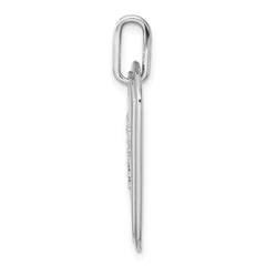 14K White Gold  Diamond Initial P Dog Tag Charm