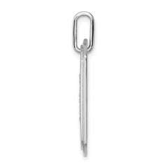 14K White Gold  Diamond Initial R Dog Tag Charm