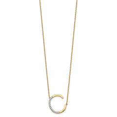 14K Sideways Diamond Initial C Necklace