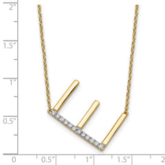 14K Sideways Diamond Initial E Necklace