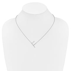 14K White Gold Sideways Diamond Initial F Necklace