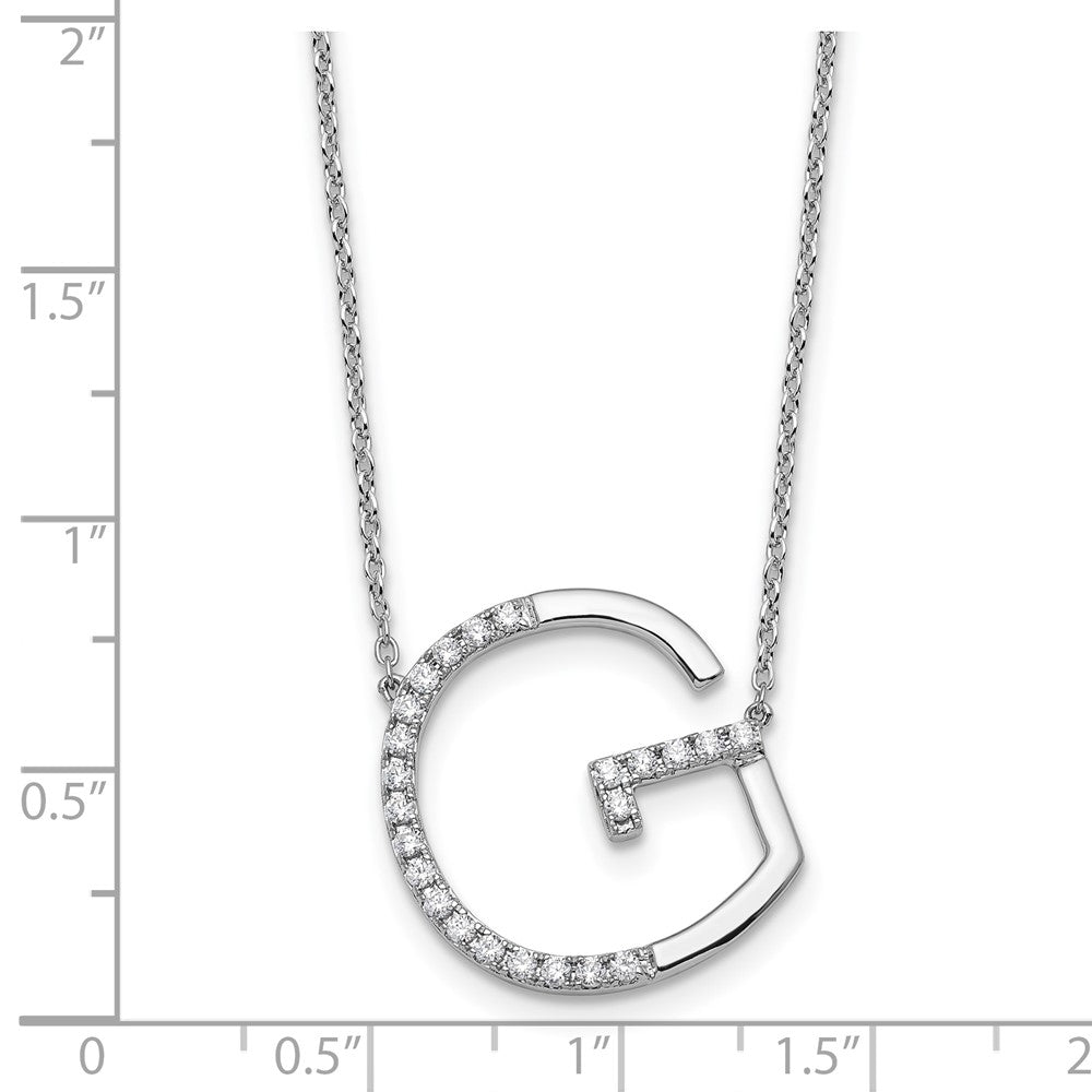 14K White Gold Sideways Diamond Initial G Necklace