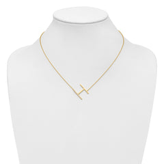 14K Sideways Diamond Initial H Necklace