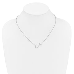 14K White Gold Sideways Diamond Initial J Necklace