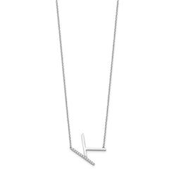 14K White Gold Sideways Diamond Initial K Necklace